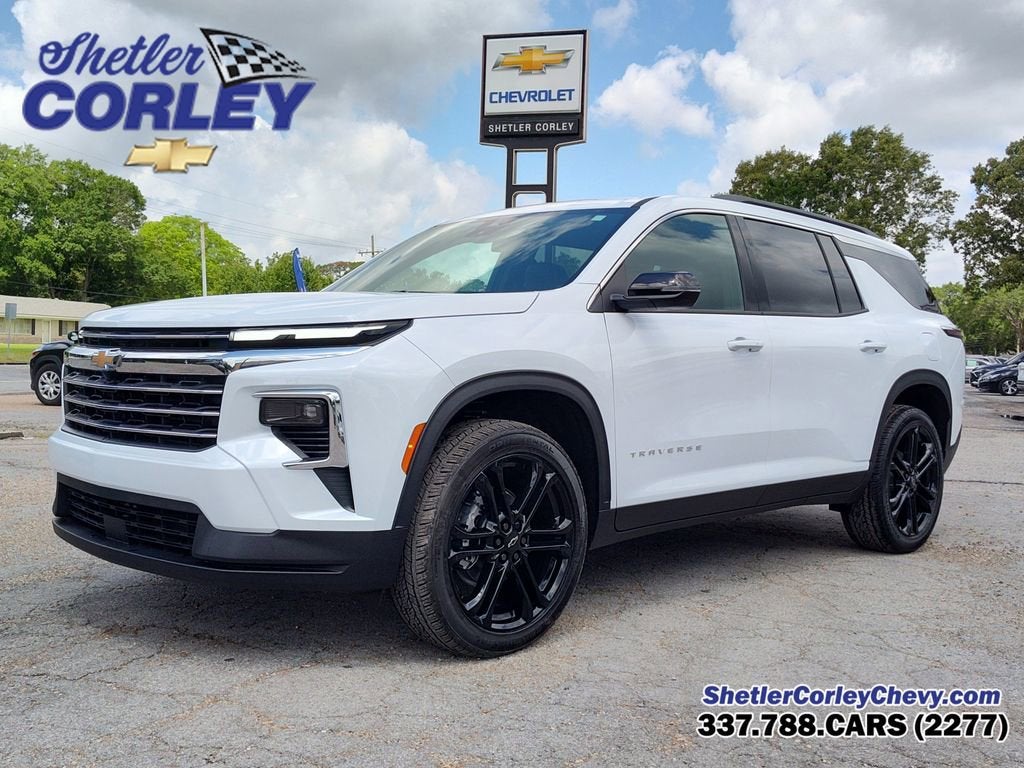 2026 Chevrolet Traverse LT in Polar White Tricoat — front three-quarter view